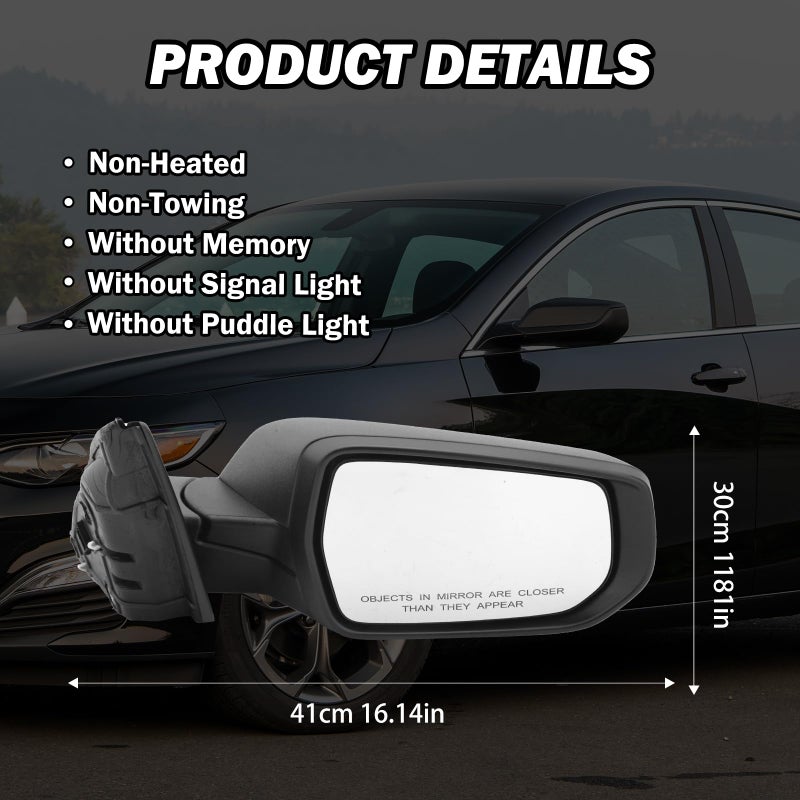 MOFOAP Passenger Side View Mirror Compatible with Chevy Malibu 2016 2017 2018 2019 2020 2021 2022 Mirrors Non Heated Without Signal Light Manual Folding Right - Image 5